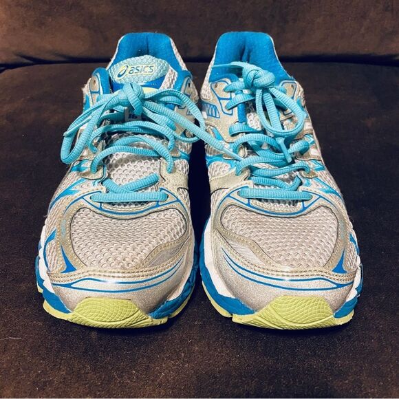 Excellent Asics GEL Nimbus 16 grey blue lime womens running shoes 8 US Medium - Picture 3 of 10